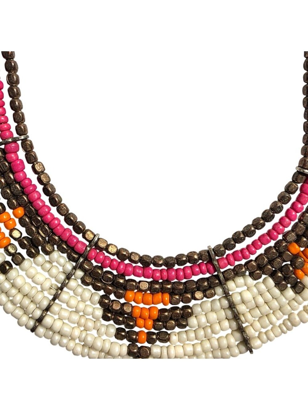 Statement Necklace beaded multistrand tribal Multicolor womens jewelry artsy